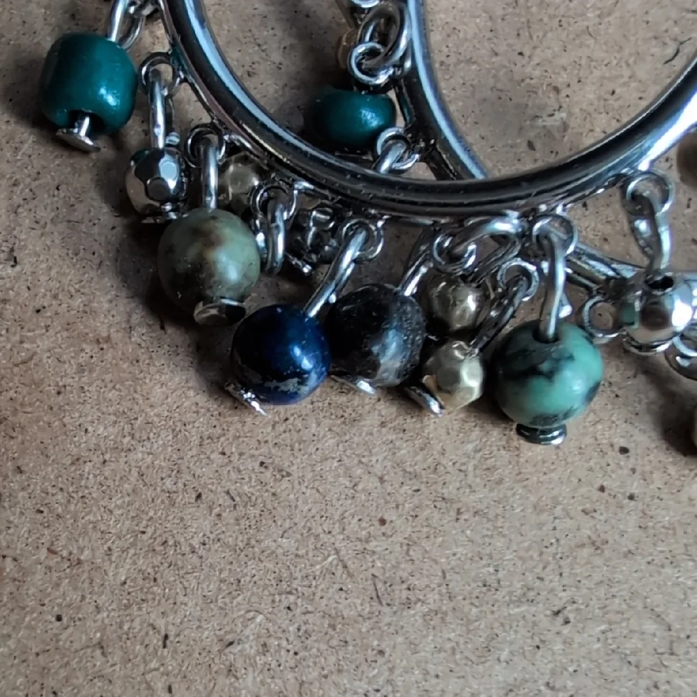 J. Jill Silver Hoop Earrings with Teal Beads